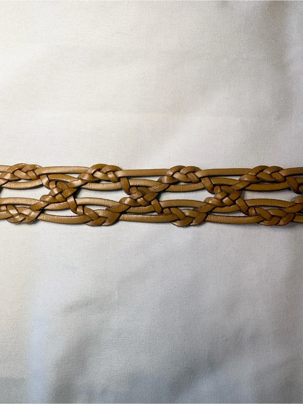 Fossil Braided Leather Belt in Tan Brown with Brass Buckle